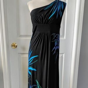 Black Floral One-Shoulder Maxi Dress Size 10